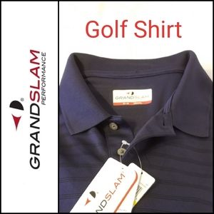 🆕️ Grand Slam Navy Striped Golf Shirt - Medium